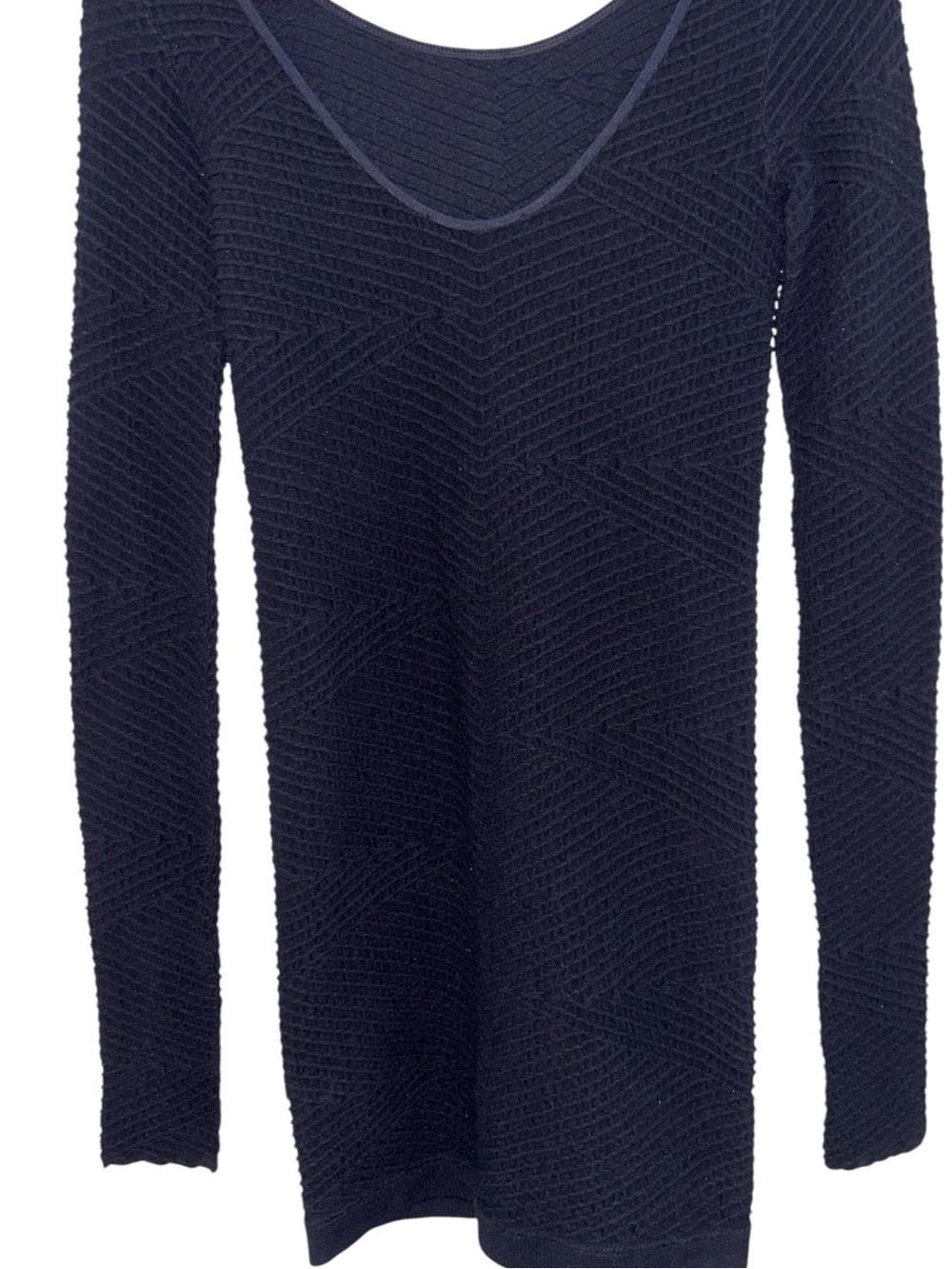 BCBGeneration Black Textured Bodycon Dress w/Chevron Knit P2P:14”, L:33”, RT $88